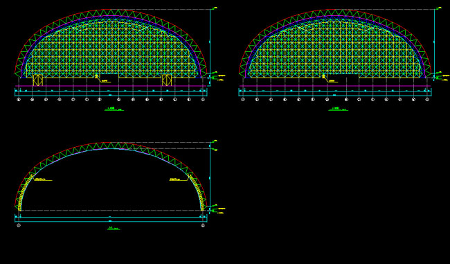 张家口跨度110米，拱高35_7米煤棚网架